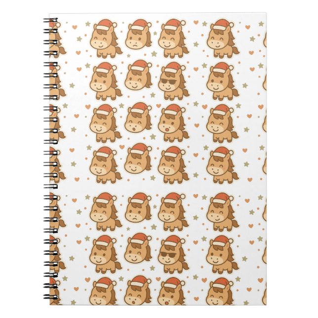 Create a cute horse wearing a tiny Christmas hat Notebook (Front)