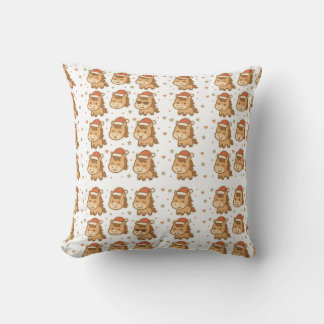 Create a cute horse wearing a tiny Christmas hat Throw Pillow