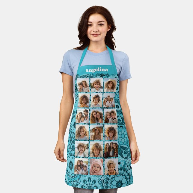 Create a Funky Photo Collage with 18 Photos Blue Apron (Worn)