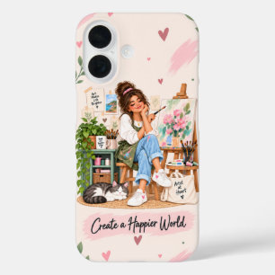 Create a Happier World Artist iPhone 16 Case