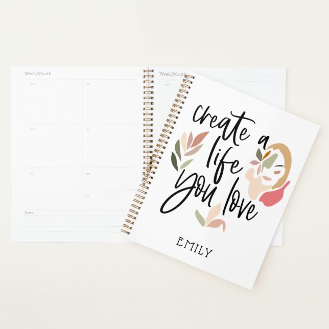 Create A Life You Love Motivational Quote White Planner (Display)