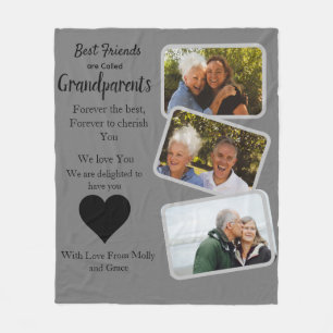 Create a Modern Grandparents 3 photo Collage Fleece Blanket