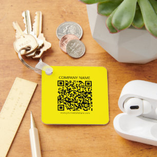 Create a QR Code   Easily Seen Bright Yellow Black Keychain