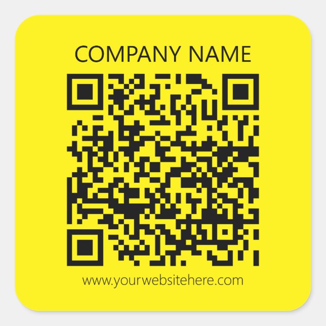 Create a QR Code | Easily Seen Bright Yellow Black Square Sticker (Front)