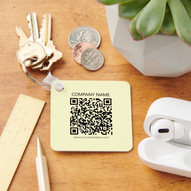 Create a QR Code | Pale Yellow Keychain (Desk)