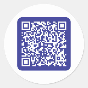 Create a Scannable QR code   Editable Dark Blue Classic Round Sticker
