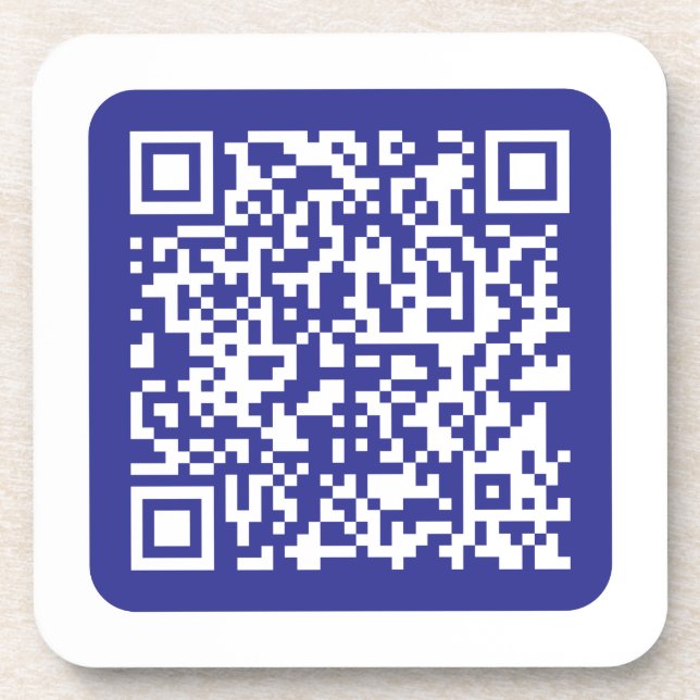 Create a Scannable QR code | Editable Dark Blue Coaster (Front)