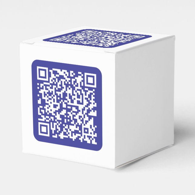 Create a Scannable QR code | Editable Dark Blue Favor Box (Front Side)