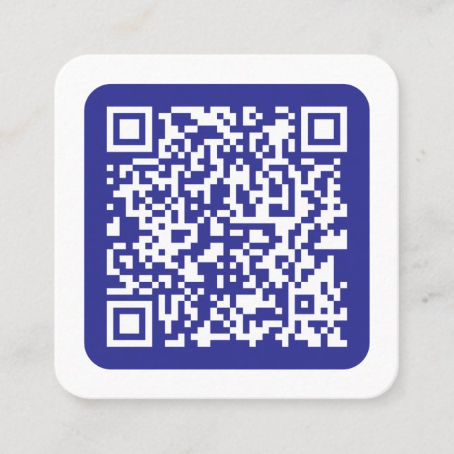Create a Scannable QR code | Editable Dark Blue Square Business Card (Front)