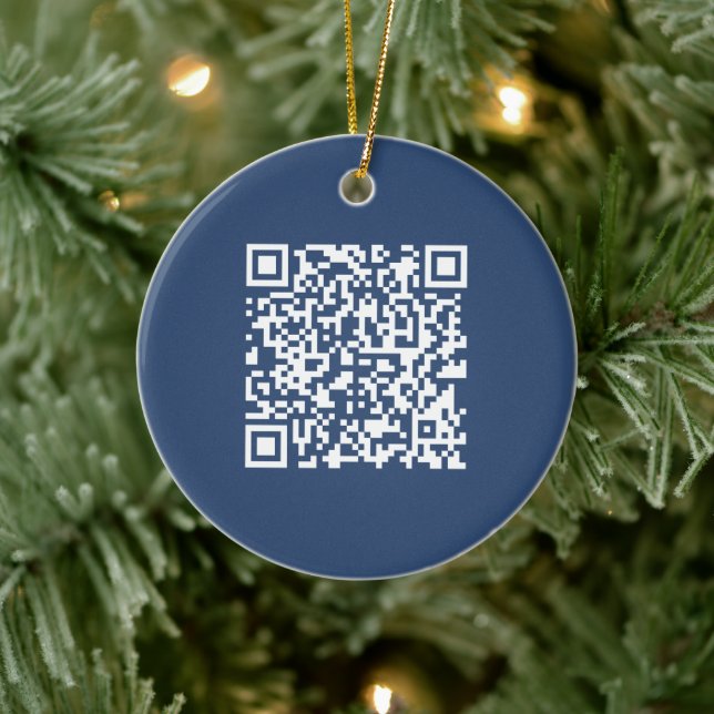 Create a Scannable QR Code | Faded Navy Blue  Ceramic Ornament (Tree)