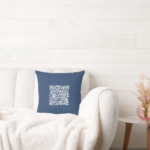 Create a Scannable QR Code   Faded Navy Blue  Throw Pillow