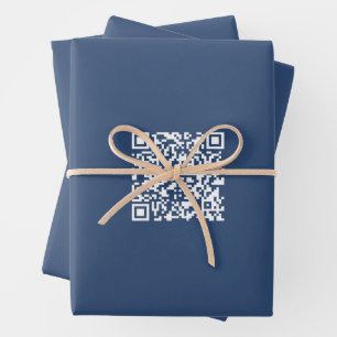 Create a Scannable QR Code   Faded Navy Blue  Wrapping Paper Sheet