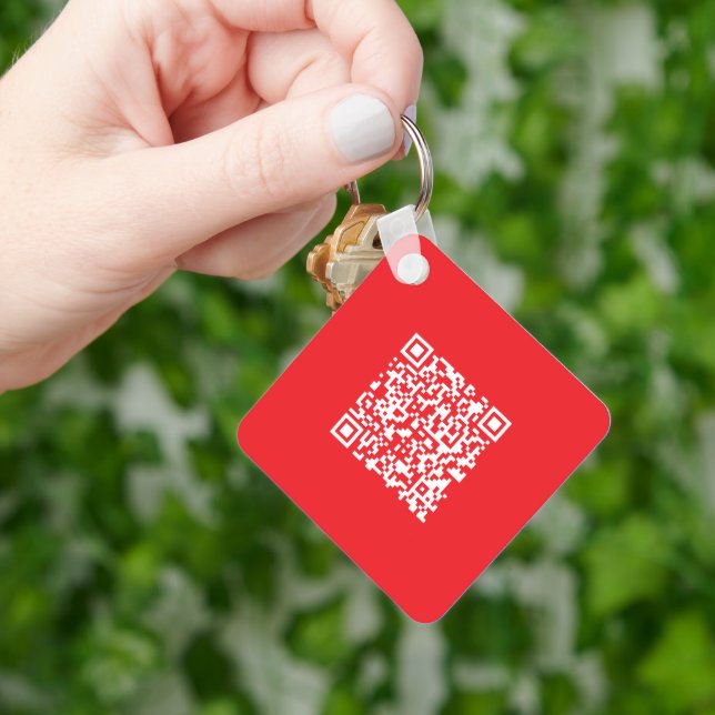 Create a Scannable Red (editable) QR code Keychain (Hand)