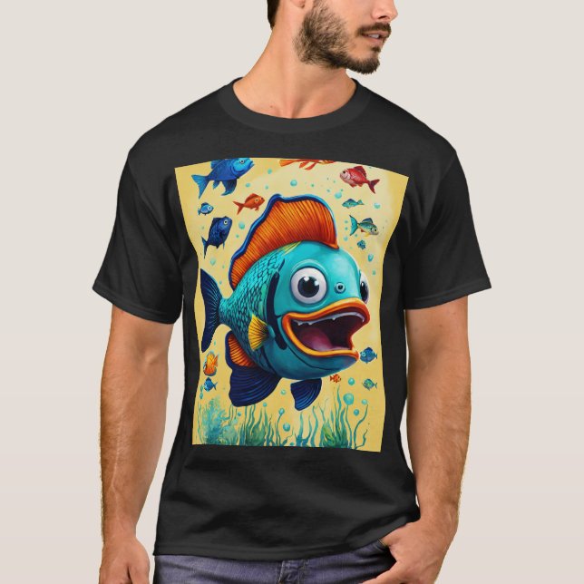 create a talking fish for a t-shirt brand like pix (Front)