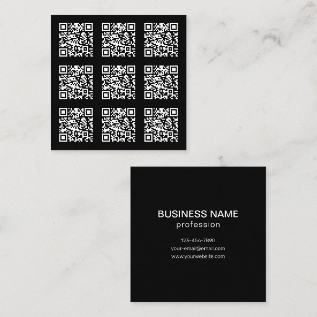 Create a Tiled QR code Pattern | Editable Colour Square Business Card (Front/Back)