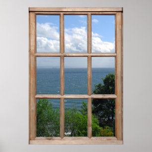Create a Trees and Sea View from a Window Effect Poster