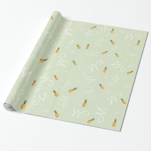 create a tropical personalized pineapple wrapping paper