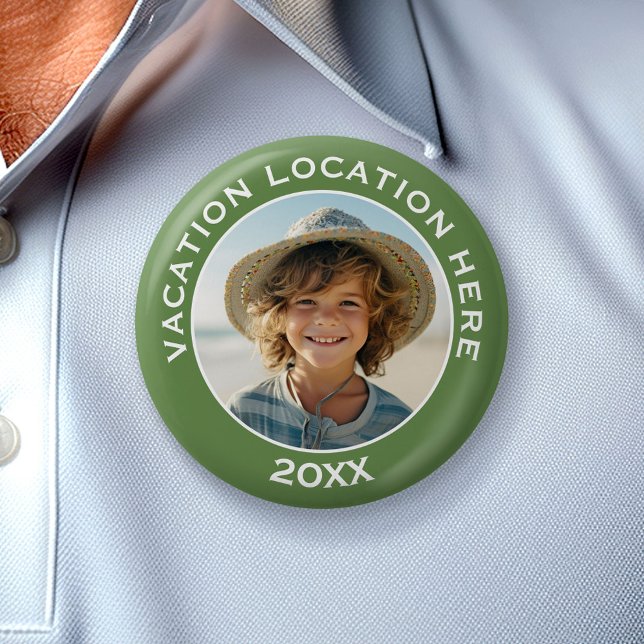 Create A Vacation Souvenir with Photo and Text 2 Inch Round Button (Custom Button)