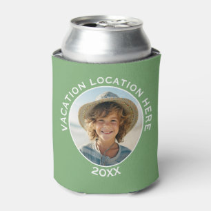 Create A Vacation Souvenir with Photo and Text Can Cooler