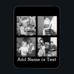 Create an Instagram Collage with 4 photos - black Magnet<br><div class="desc">Use four square photos to create a unique and personal gift. Or you can keep the hipster puppy and make a trendy keepsake. If you need to adjust the pictures,  click on the customize tool to make changes.</div>