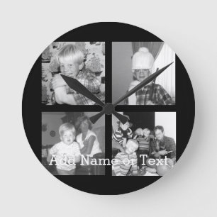Create an Instagram Collage with 4 photos - black Round Clock