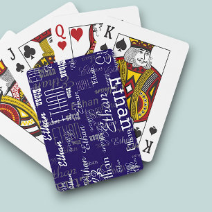 Create Blue Playing Cards Personalized with Name