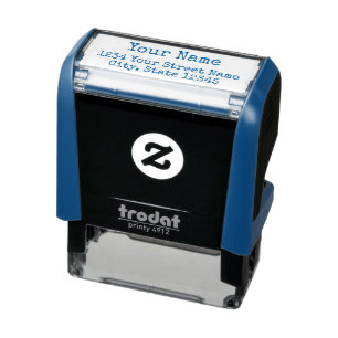 create blue self-inking stamp with name & address