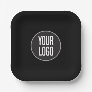 Create Business Logo Paper Cocktail Black Paper Plate