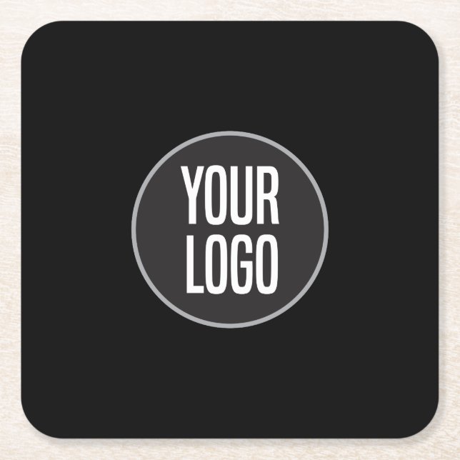 Create Business Logo Paper Cocktail Black Square Paper Coaster (Front)