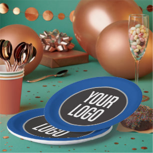 Create Business Logo Paper Cocktail  Blue Paper Plate