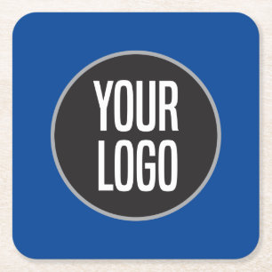 Create Business Logo Paper Cocktail  Blue  Square Paper Coaster