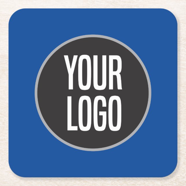 Create Business Logo Paper Cocktail  Blue  Square Paper Coaster (Front)