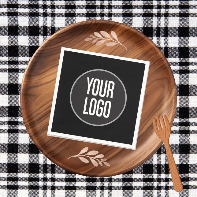 Create Business Logo Paper Cocktail Napkin Black (Create Business Logo Paper Cocktail Napkin Black)