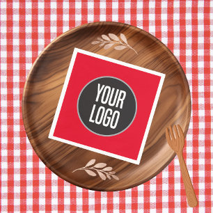 Create Business Logo Paper Cocktail Napkin Red