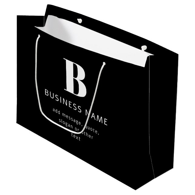 Create Business Name, Monogram & Additional Text Large Gift Bag (Front Angled)