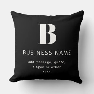 Create Business Name, Monogram & Additional Text Throw Pillow