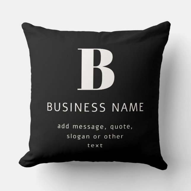 Create Business Name, Monogram & Additional Text Throw Pillow (Front)