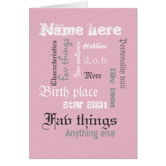 Create chalk board word cloud card, pink template