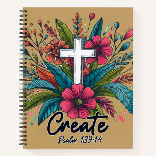 Create Christian   Psalm 139 Floral Cross Journal