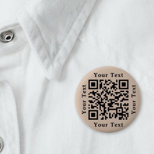 Create Coffee Brown Website URL Scan Me QR Code 2 Inch Round Button