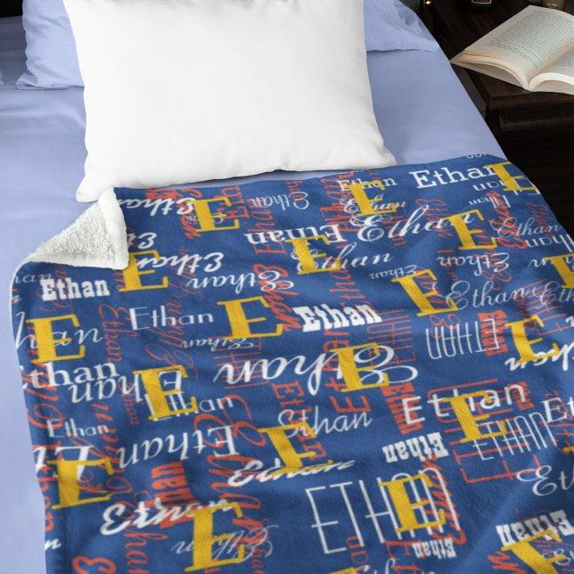 create colour Names Pattern allover blue Fleece Blanket (Creator Uploaded)