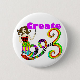 Create Colourful Mermaid Muse Round 2 Inch Round Button