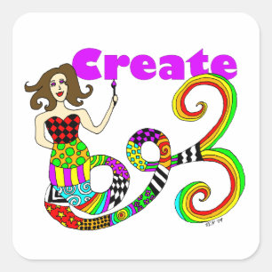 Create Colourful Mermaid Muse Square Sticker