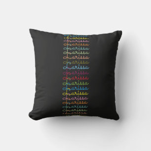 create colourful name typography black throw pillow
