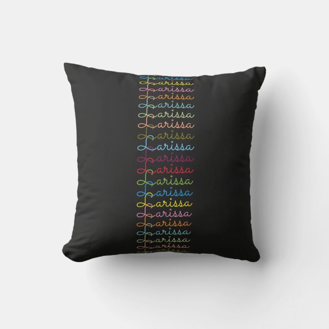 create colourful name typography black throw pillow (Front)
