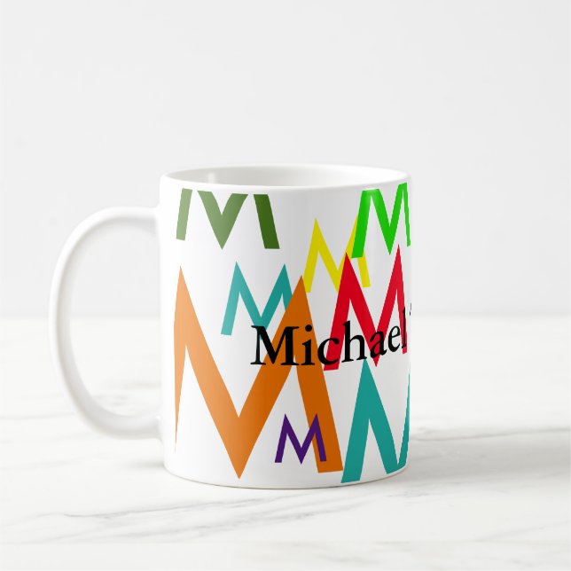 create colourful pattern of initial letters coffee mug (Left)