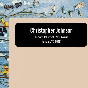 Create Custom Black Modern Return Address Label