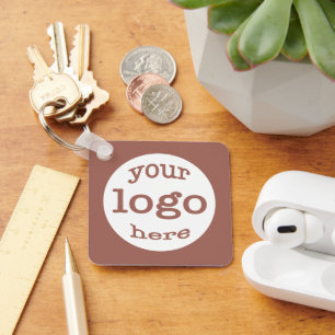 Create Custom Business Logo QR Code Rust Brown Keychain