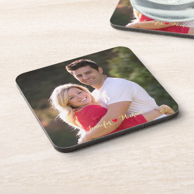 Create Custom Couple Newlywed Photo Cork Coasters (Left Side)