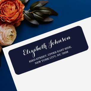 Create Custom Elegant Navy Blue Return Address